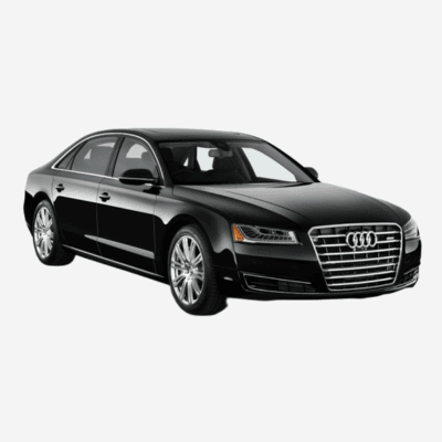 Audi A8 luxury sedan with bold grille and clean lines, designed for executive and VIP chauffeured rides