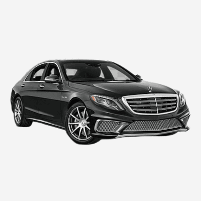 Mercedes S-Class sedan with sleek black finish and chrome detailing, ideal for luxury chauffeur service