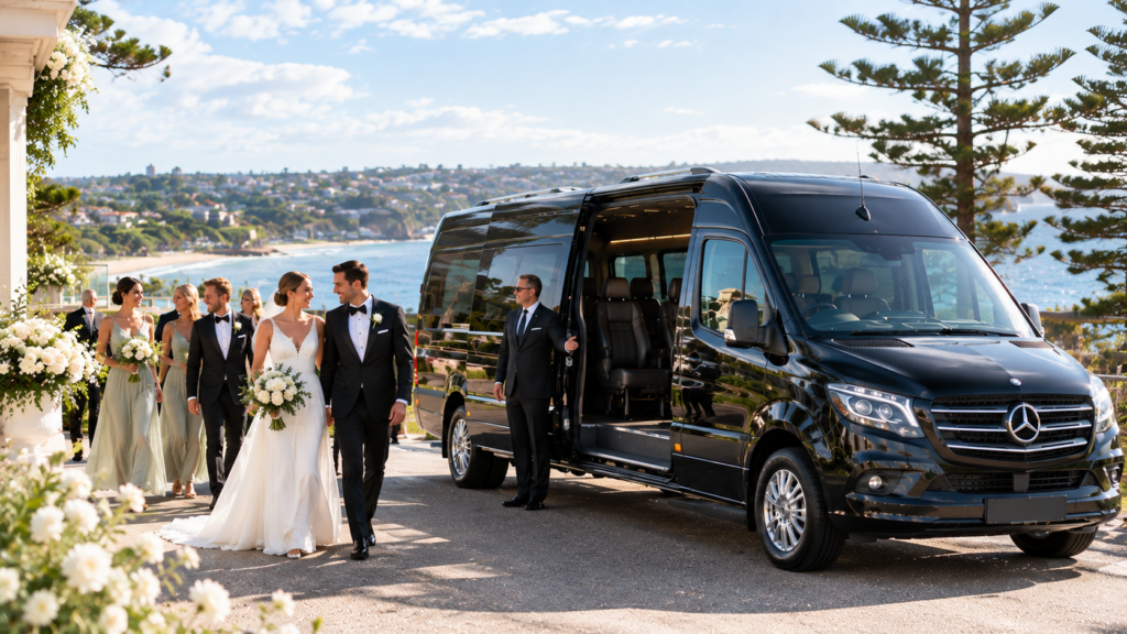 Mercedes Sprinter wedding transfers in Sydney's Northern Beaches